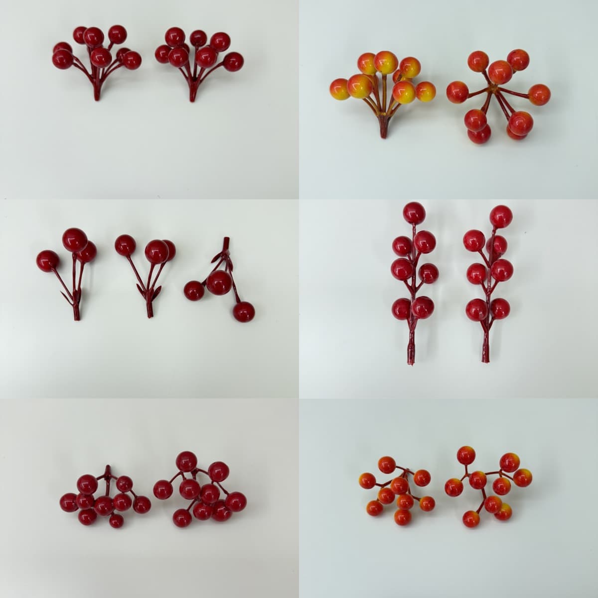 Holly berry simulation red fruit, New Year wealth bucket set accessories, single stem for wedding and home decoration, wealth fruit