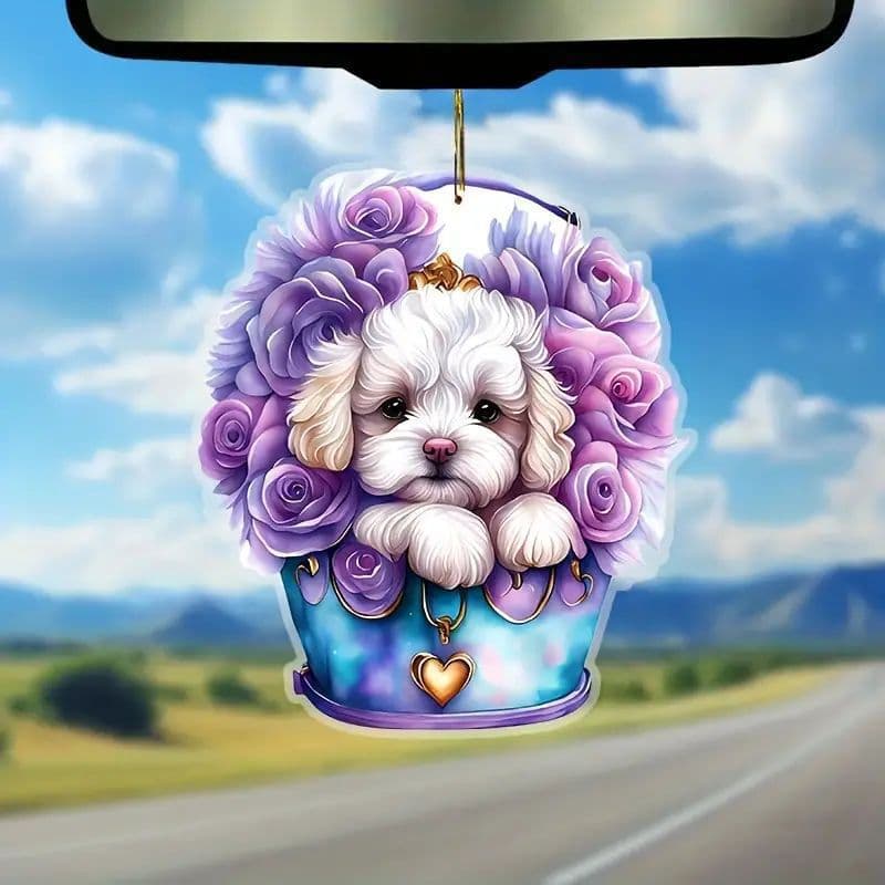 New Cross-Border Acrylic Flat Flower Dog Pendant