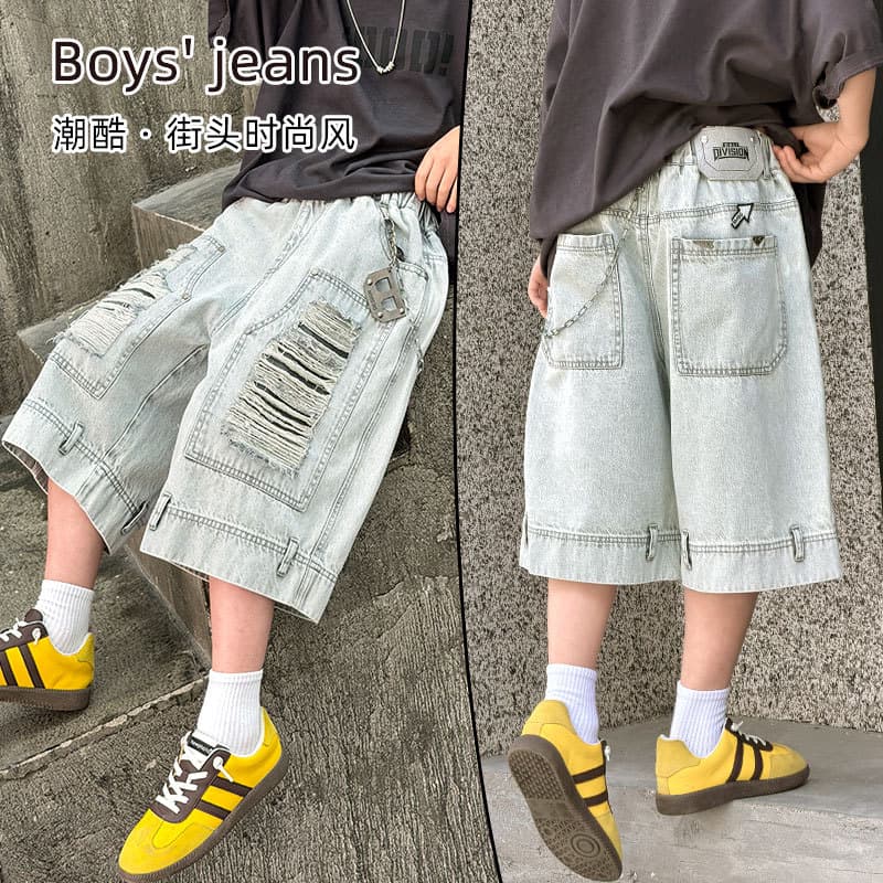 Summer Boys' Denim Shorts 26 New Styles Children's Clothing Boys' Youth Ripped Pants Trendy Cool Kids' Pants
