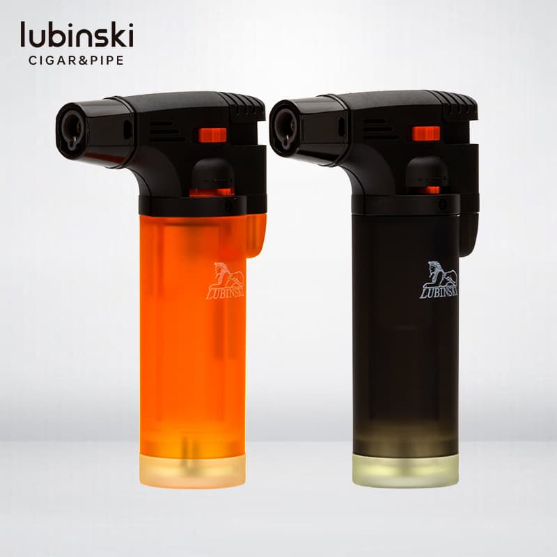 LUBINSKI Cigar Lighter Portable Blue Flame Lock Single Straight Jet Windproof Torch Lighter