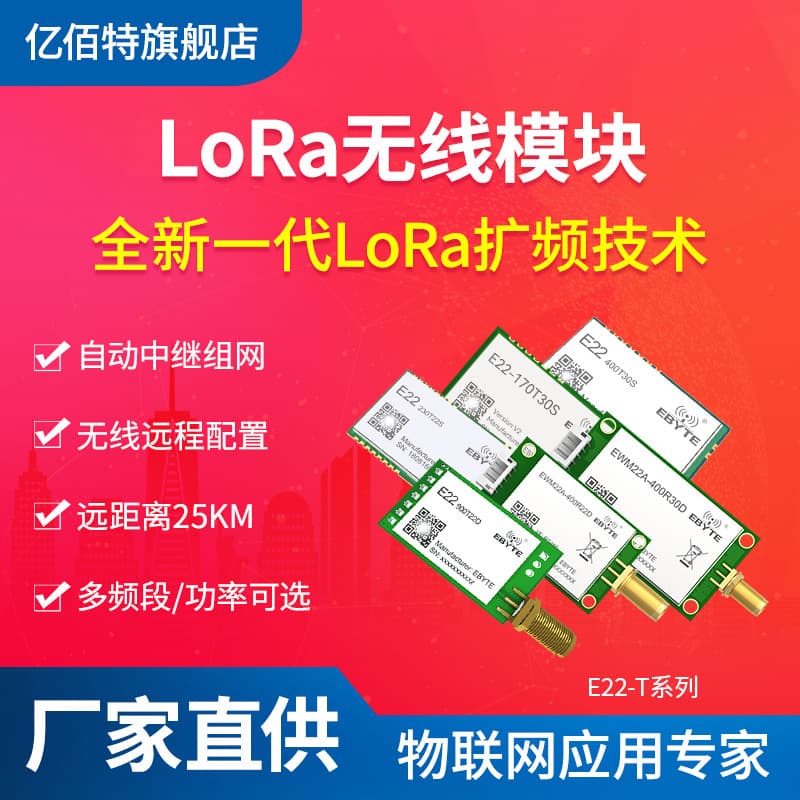 SX1262 Wireless Serial Transceiver Module Lora Spread Spectrum 433/915MHz Long Range Communication Automatic Relay Networking