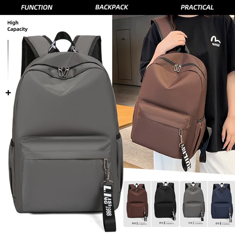 Solid Color Laptop Backpack Cross-border New Commuter Computer Backpack Student Schoolbag Large Capacity Outdoor Casual Backpack