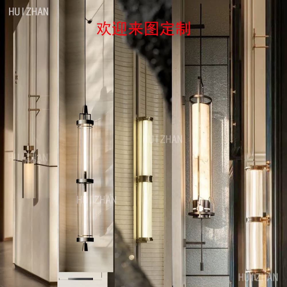 Custom engineered hotel lobby background wall long arm wall lamp, creative villa double-height living room designer art wall lamp