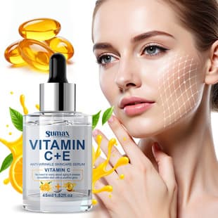 SUMAX Export Exclusive English Packaging 45ml Cylinder Bottle Vitamin C+E Anti-Wrinkle Serum