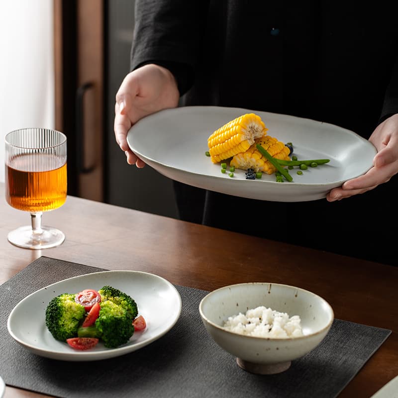 Maki-e Kintsugi 2022 New Household Bowls and Plates Japanese Simple Retro Dish Plate Handmade Stoneware Design Fish Plate