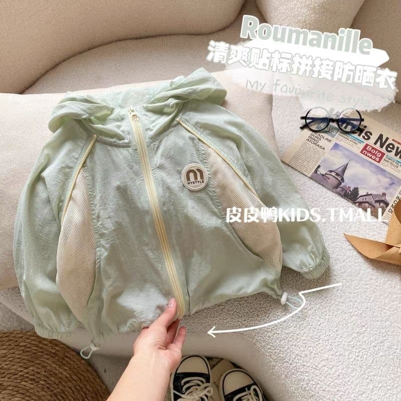 Baby sun protection clothing 2026 new summer style boys Korean style hooded skin clothing jacket children's thin beach clothing top