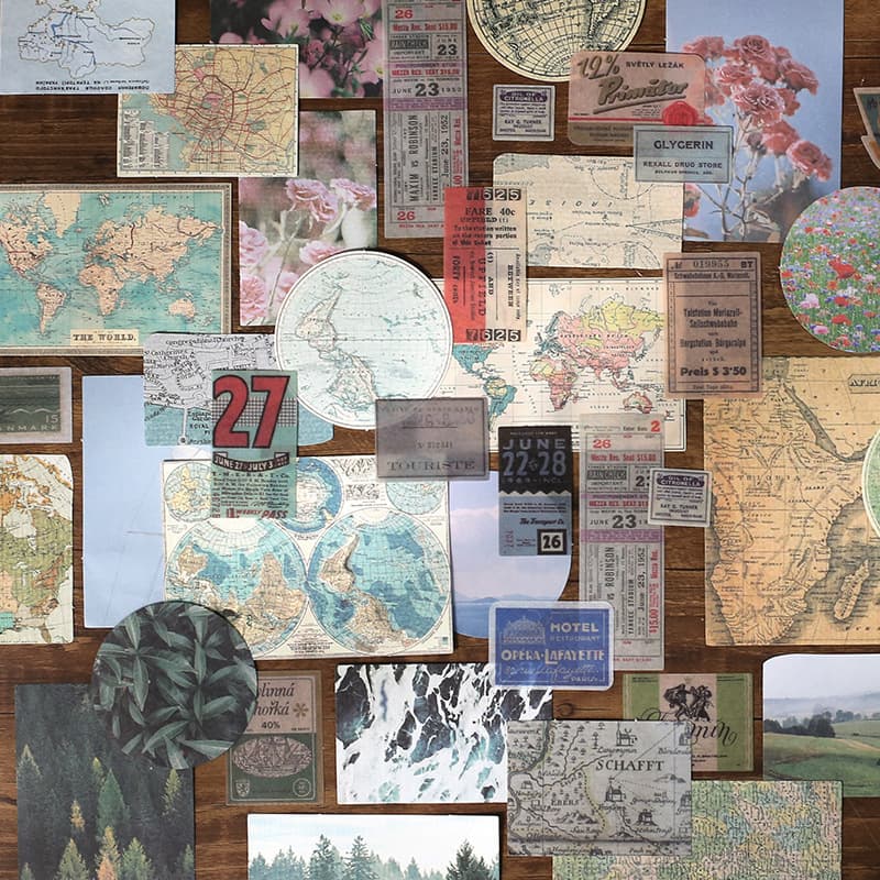 Letter Lover's Journal Material Pack: Explore the World Vintage Map Collage Journal Pattern Decoration