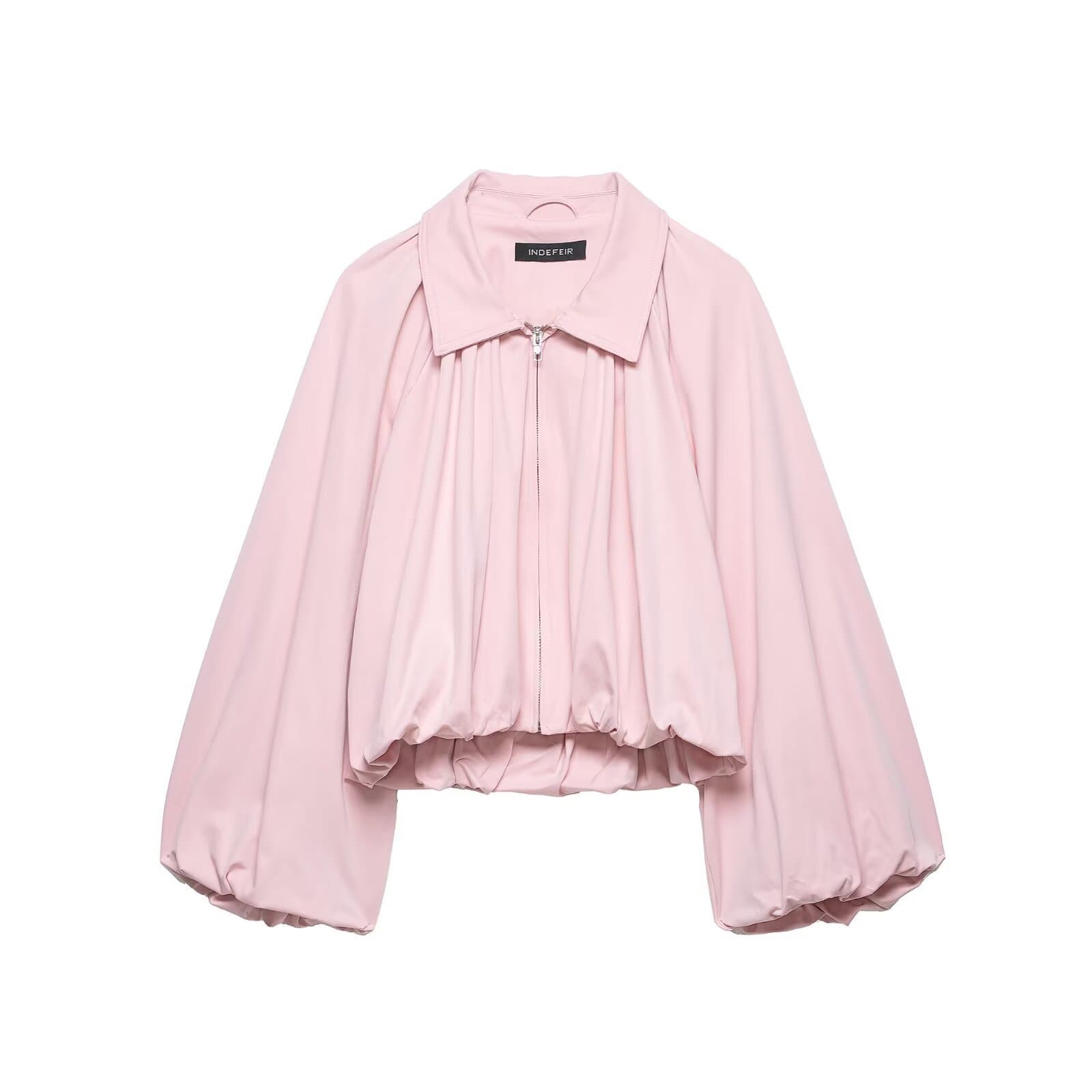 Foreign Trade Wholesale Spring New Style European and American Style Balloon Sleeve Bomber Jacket 4344169