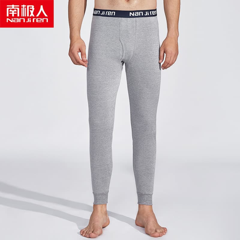 Men's Thermal Underwear Thin Style Pure Cotton Lining Pants, Base Layer Warm Tight All-Cotton Wool Pants for Autumn/Winter