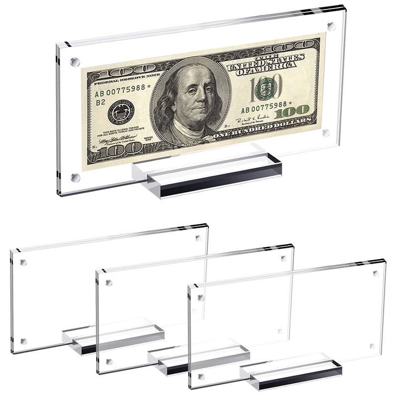 Cross-border Acrylic Magnetic Photo Frame Double-sided Transparent Table Card Display Stand for Commemorative Banknotes and US Dollars with Base