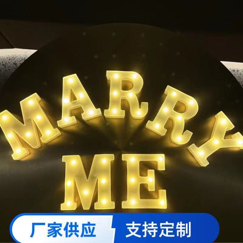 Alphabet LED Birthday "Marry Me" Light-Up Sign Proposal Decoration Creative Scene