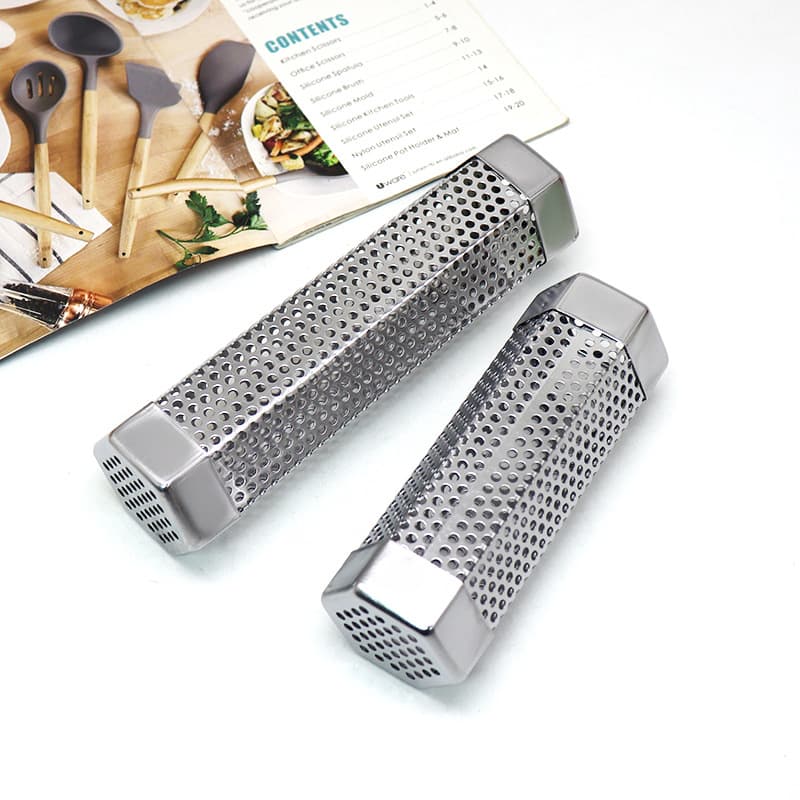 Factory Direct 430 Stainless Steel Smoking Tube, Fruitwood Smoke Meat Mesh Tube, Hexagonal BBQ Smoke Generator for Grilling