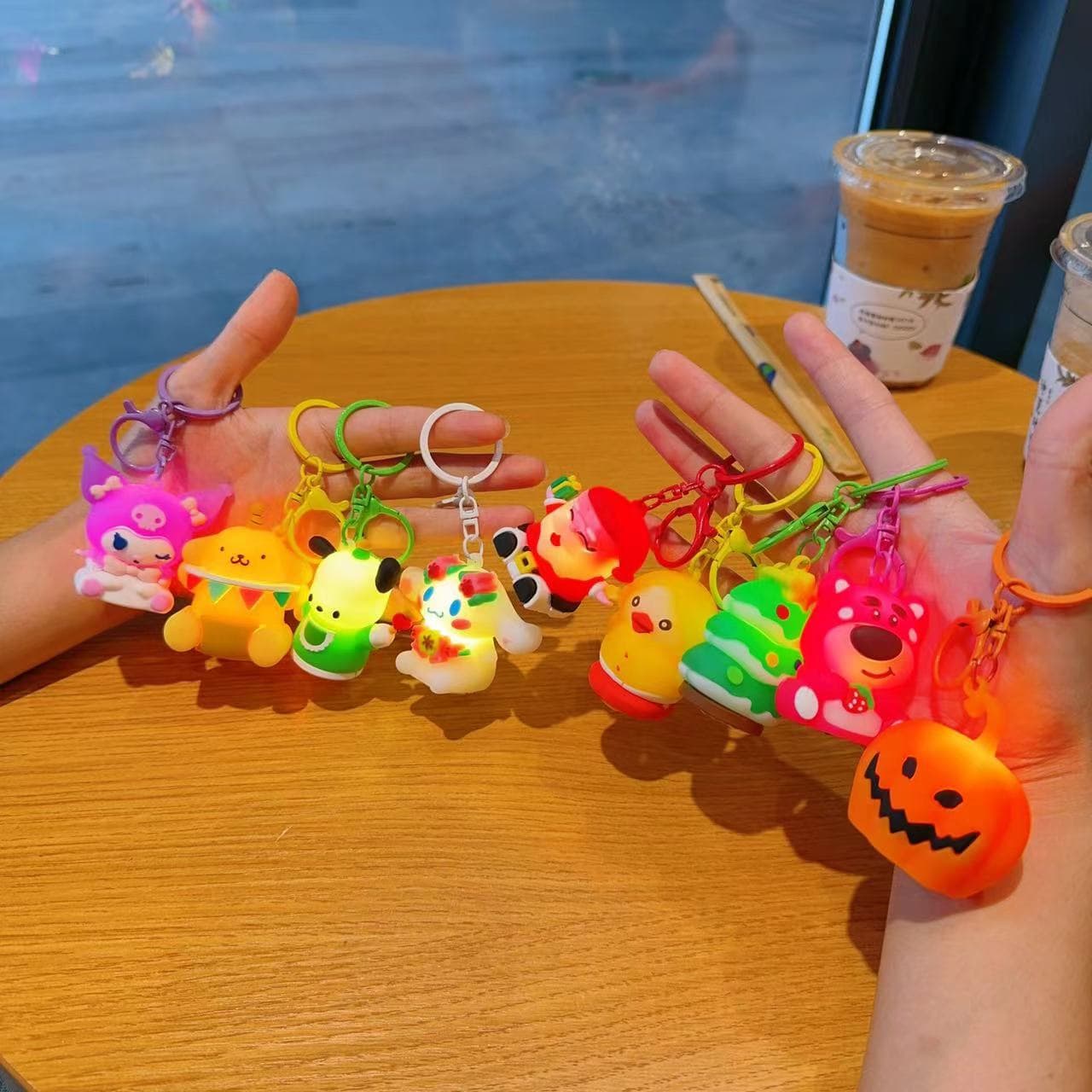 Santa Claus Jack-o'-Lantern Sanrio Kuromi Keychain Pendant Cartoon 3D Figure Small Gift PVC Soft Rubber