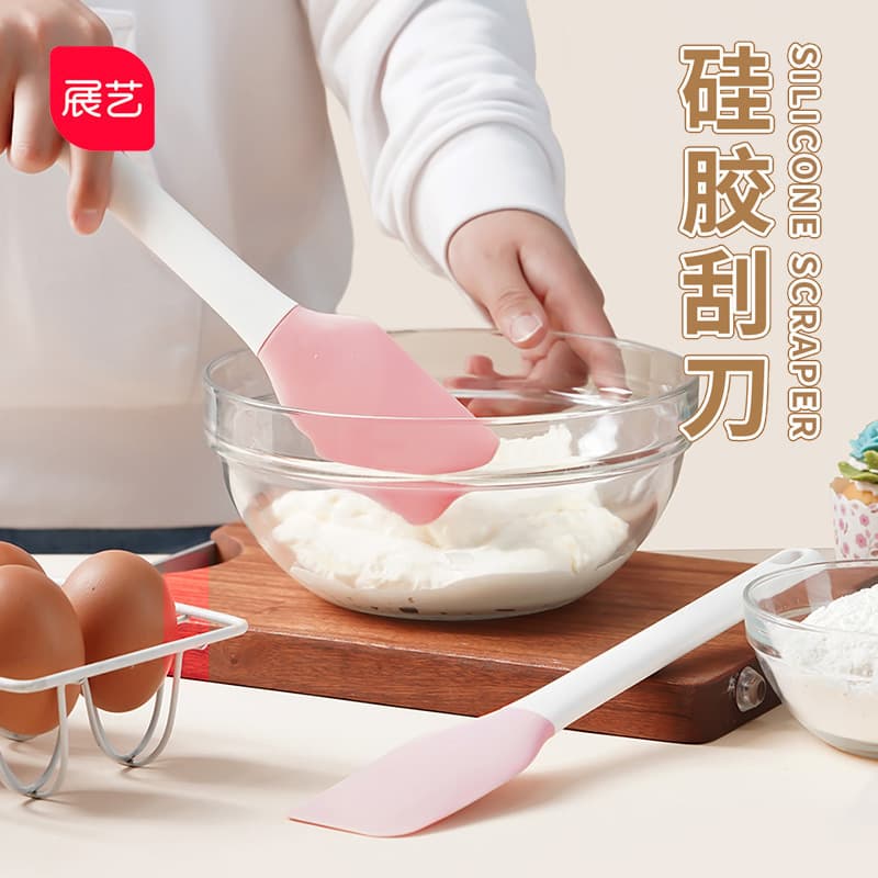 Exhibition Art High Temperature Resistant Integrated Silicone Scraper, Crisp Cream Scraper, Spatula Mixing Knife, Baking Cake Shovel Tool
