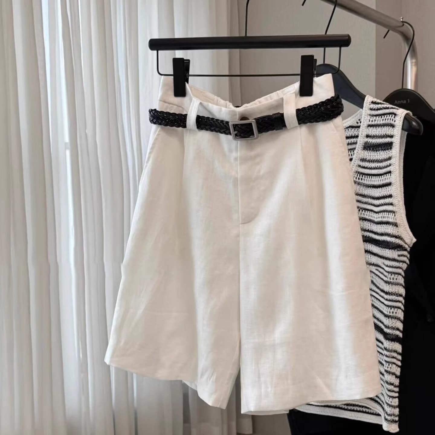 Women's White Linen Shorts, Summer New Arrival, Plus Size, Petite Flattering, Loose Casual Versatile Wide Leg Bermuda Shorts