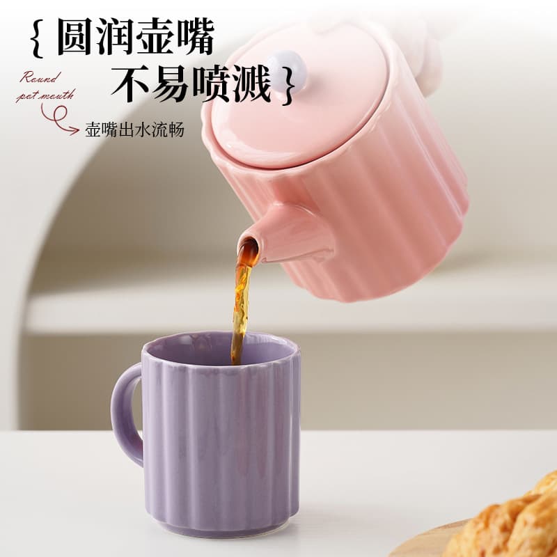 Modern Simple Ceramic Coffee Cup Tea Set Macaron Style Office Home Restaurant Water Cup Dining Utensils Set Portable for 4 People