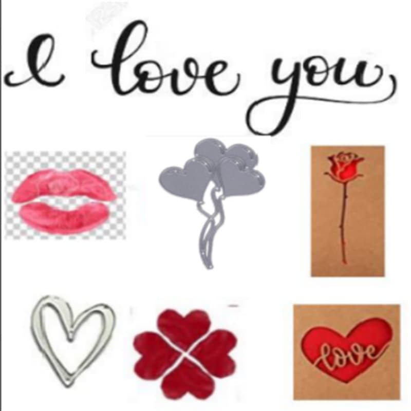 Lipstick Heart Set I Love You Paper Art Etching Die Cut Metal Die Cut Flower Balloon Embossing Die