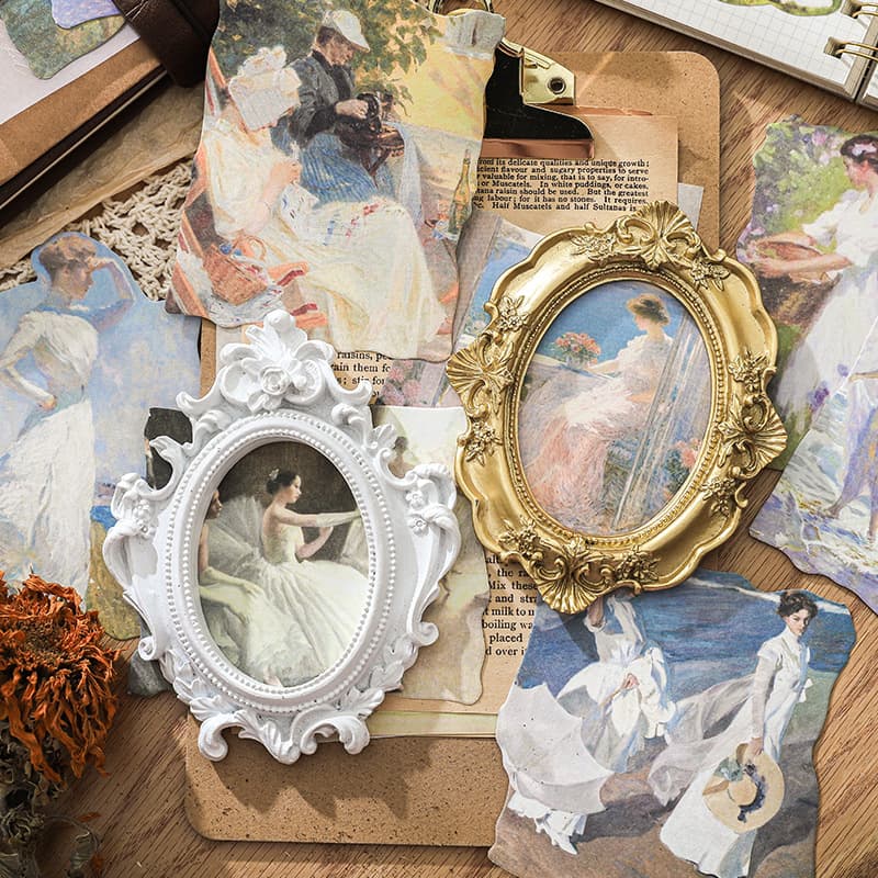 Paper Traces Silent Poetry Series Oil Painting Special-shaped Notes Ins Style Retro Oil Painting Handbook Message Decorative Backing Paper