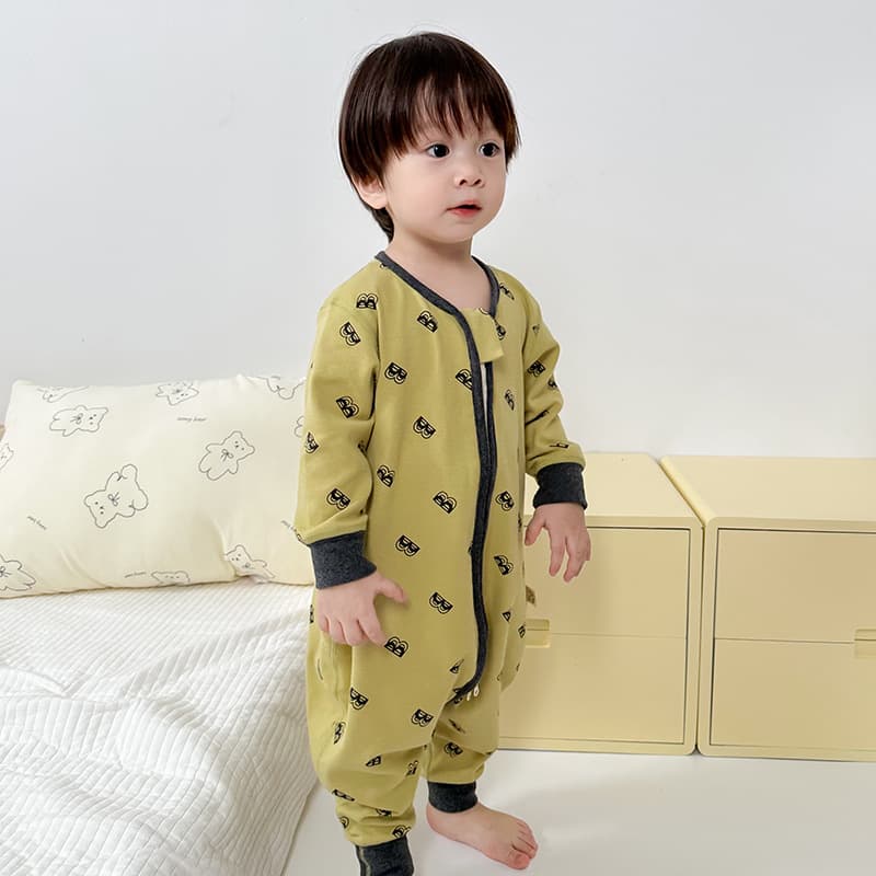 Thickened Children's Sleeping Bag, Brushed Fleece Baby Split-Leg Kick-Proof Seamless Wool-Stretch Cotton Boys' Seamless Onesie