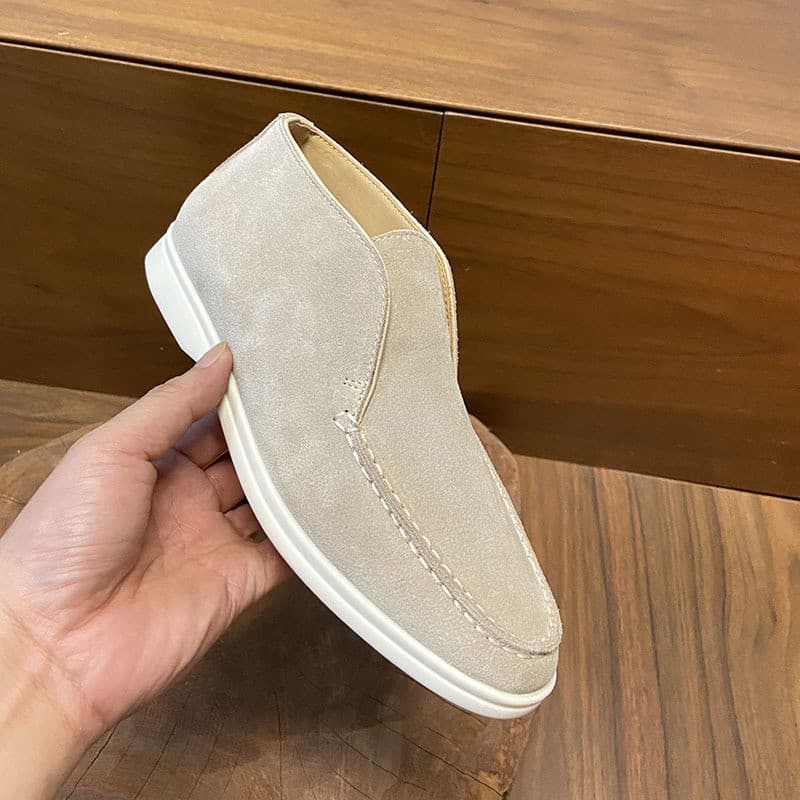 High-top Loafers for Women LP Loafers Slip-on Casual Shoes Retro Flat Ankle Boots Couple Style Leisure Shoes