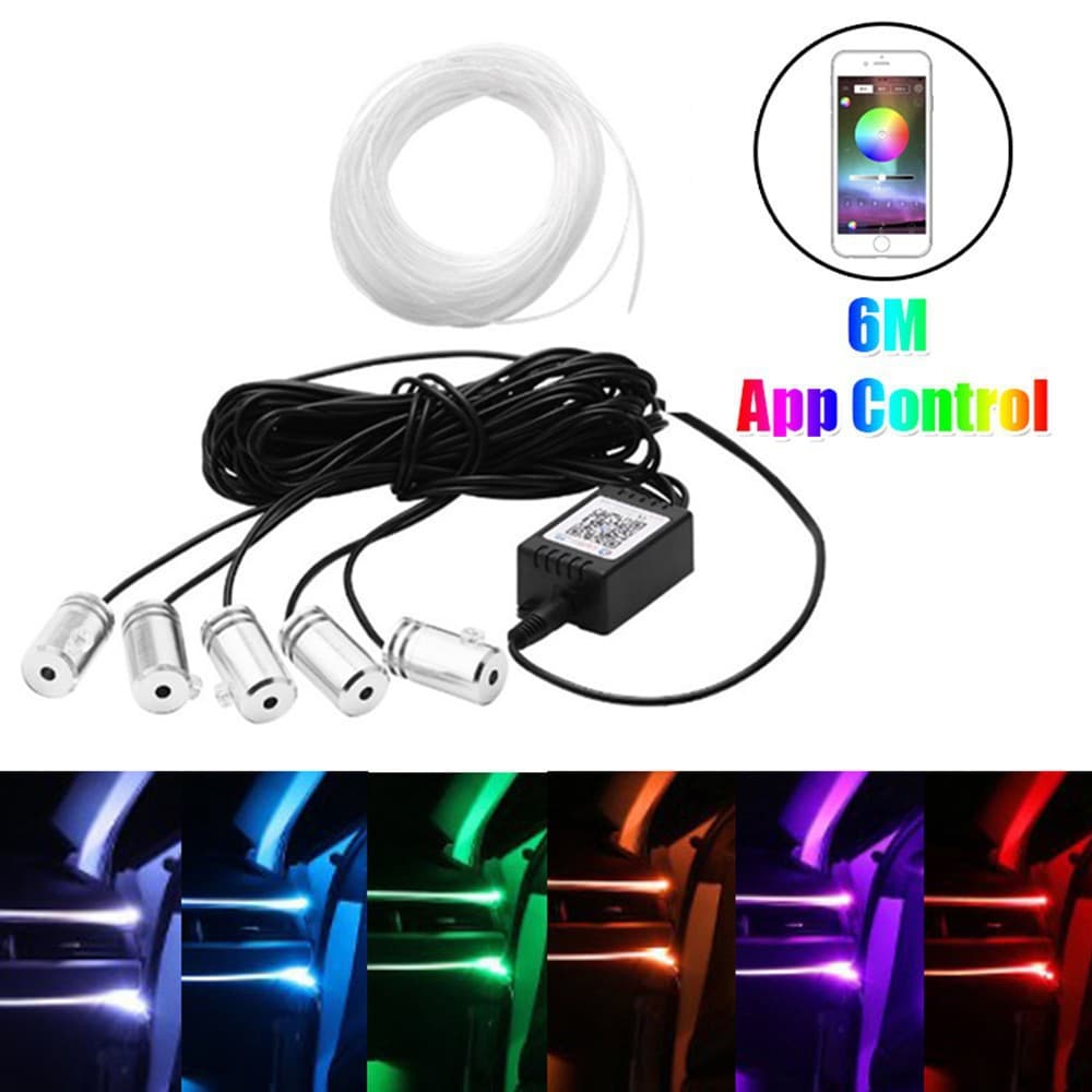 Car Ambient Light, Footwell Decorative Light, Fiber Optic Atmosphere Light, Mobile App Controlled Colorful Cold Light