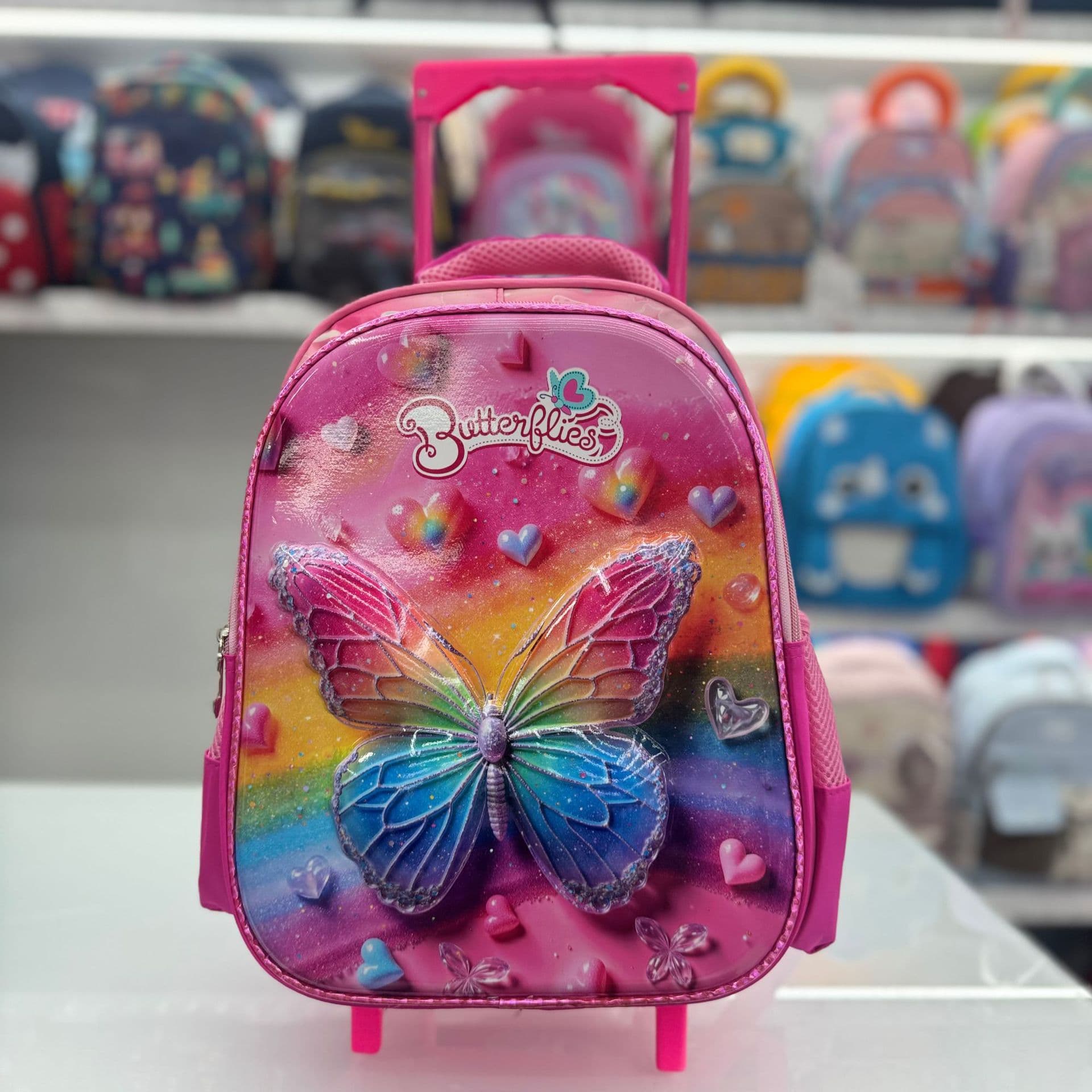Cartoon 14-Inch Fixed Pull Rod School Bag for Elementary Students, 3D Hard Shell Children's Backpack with Wheels for Boys and Girls