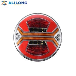 Cross-border Stock 12V 24V LED Flowing Hamburger Light Cross-border Truck Tail Light 4 Inch Round Light Trailer Truck Tail Light