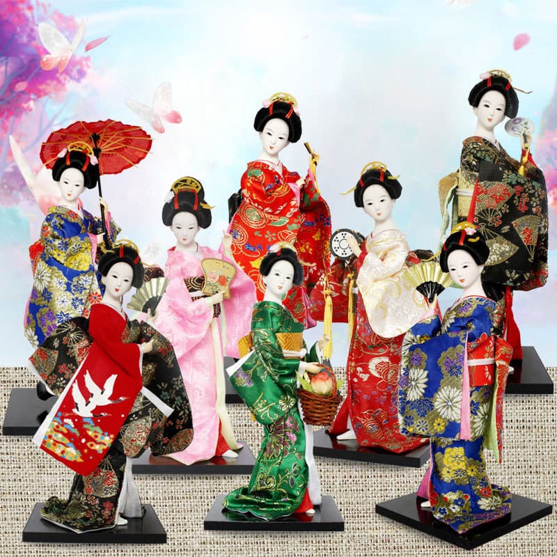 Japanese humanoid 12-inch doll geisha silk kimono doll restaurant Japanese ornaments table decoration gifts