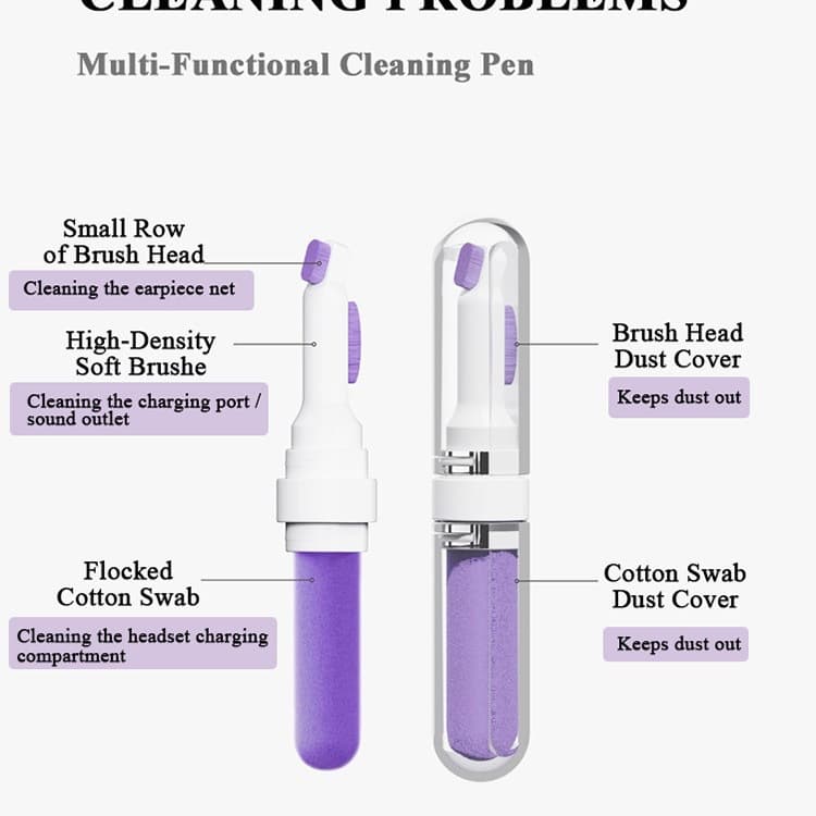 Cross-Border Bluetooth Earphone Cleaning Pen, Complete Dust Removal Pen Set, Multifunctional Cleaning Pen