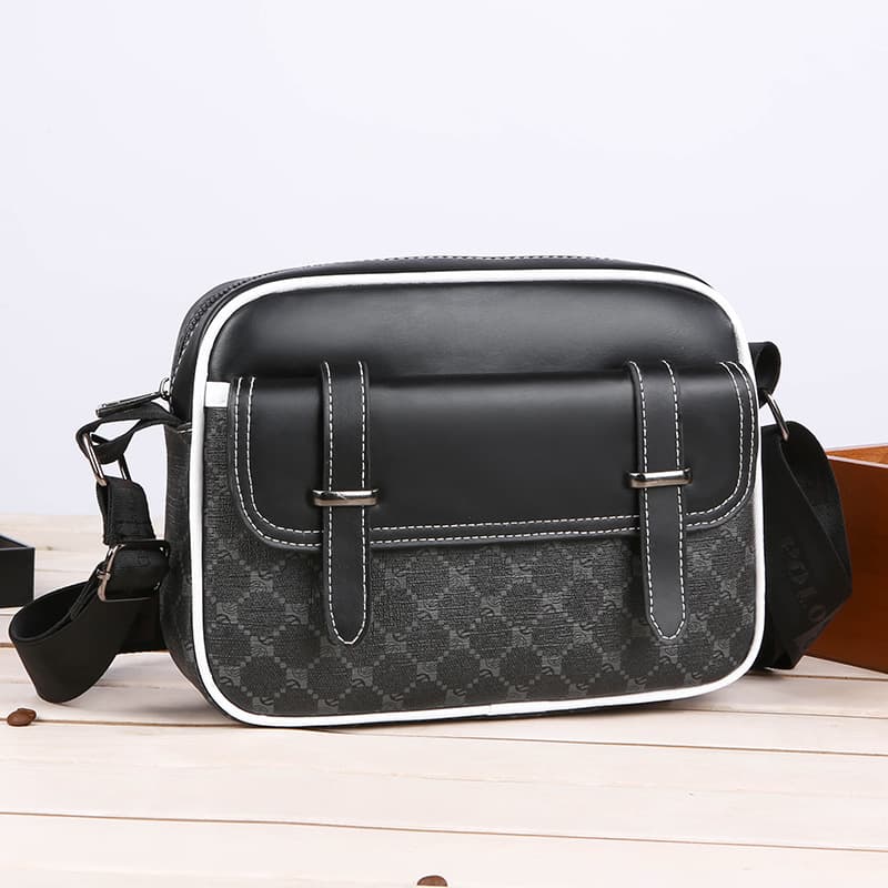 Cross-Border Men's Shoulder Bag, New Trendy Men's Crossbody Bag Small Square Bag with Multiple Compartments, Casual Men's Sling Bag