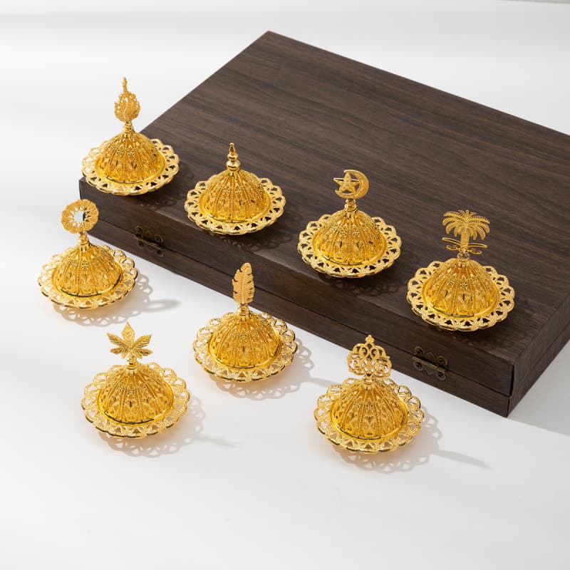 Luxurious Gold Resin Incense Burner Hollow Out Design Middle East Arab Fine Silicone Aromatherapy Rubber Incense Burner