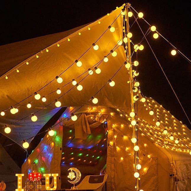 LED Outdoor Camping String Lights G50 Globe Bulb String Lights Canopy Tent Decorative Ambient Lights Night Market Stall LED Color Lights