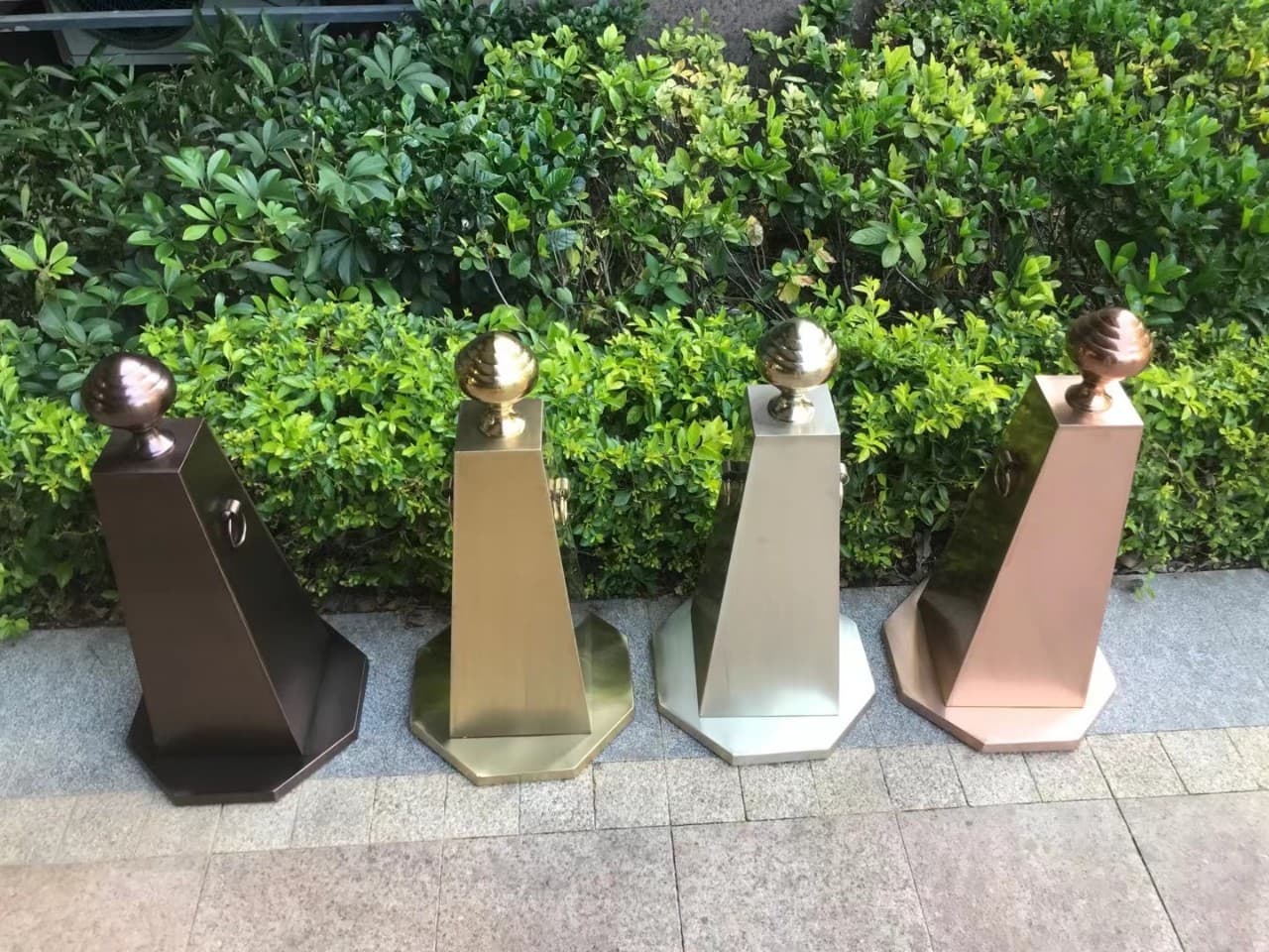 Do Not Park. Traffic Cone Parking Barrier Warning Stainless Steel Triangular Reflective Cone