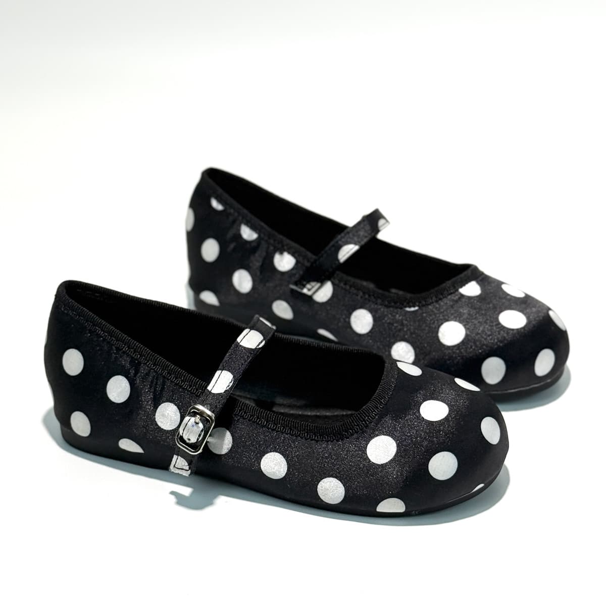 French Trendy Polka Dot Girls' Flat Shoes Satin Surface Mary Jane Shoes Soft Leather Elegant Korean Style Ballet Flats
