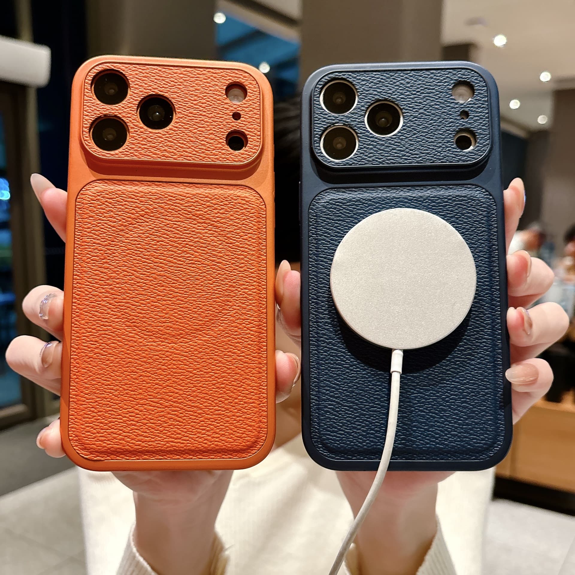 Leather skin instantly becomes magnetic, suitable for iPhone 17 Pro Max case, iPhone 16 Pro precision hole full coverage protective case