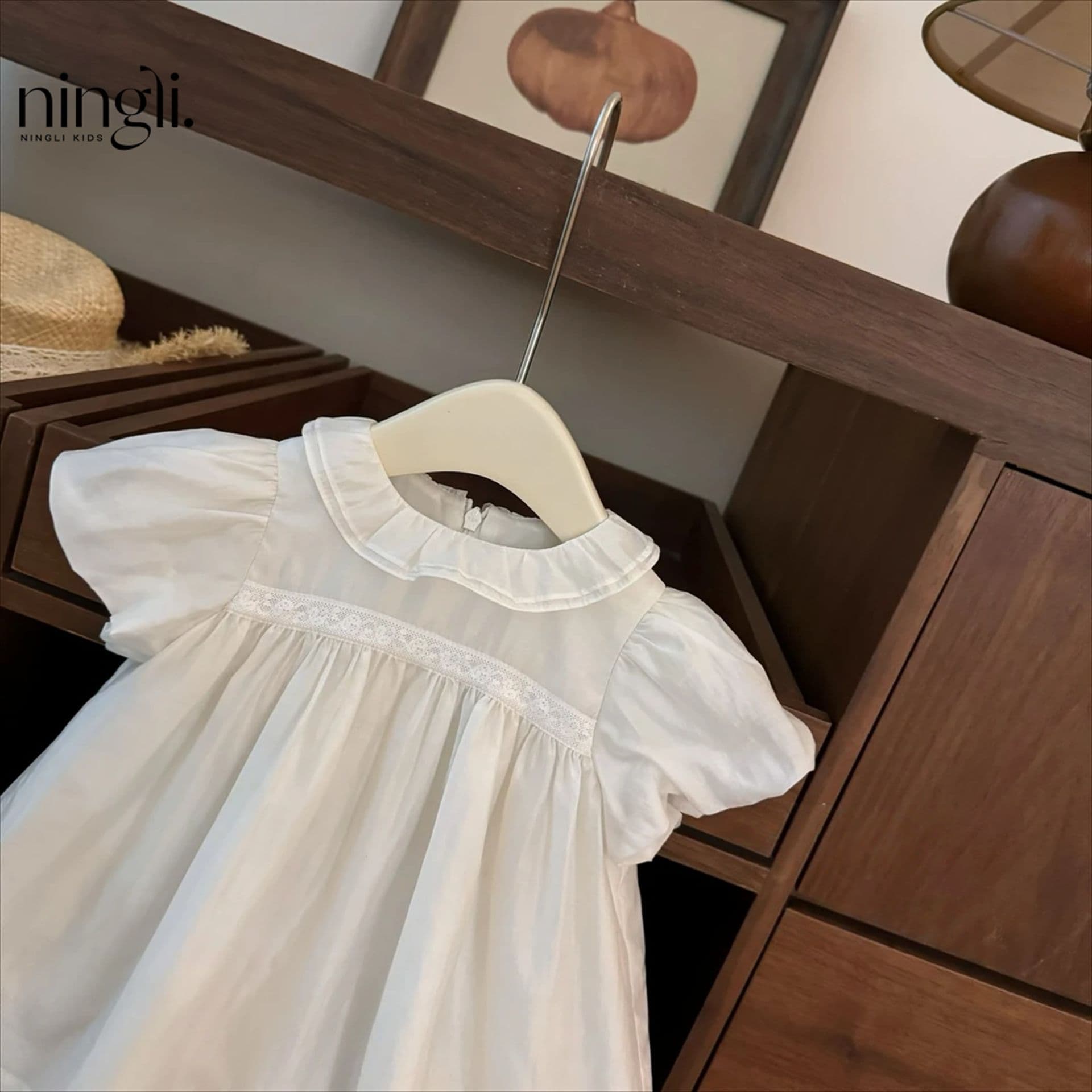 【Ningli】Haute Couture Series! Sweet Premium Cotton Princess Dress for Baby Girls, 1st Birthday Party Gown