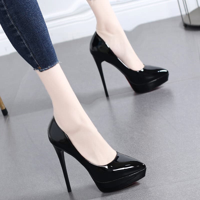 Luxury High Heel Shoes for Women, Stiletto Heel Pointed Toe, Sexy 12CM Pumps, Black White Red, Comfortable to Wear