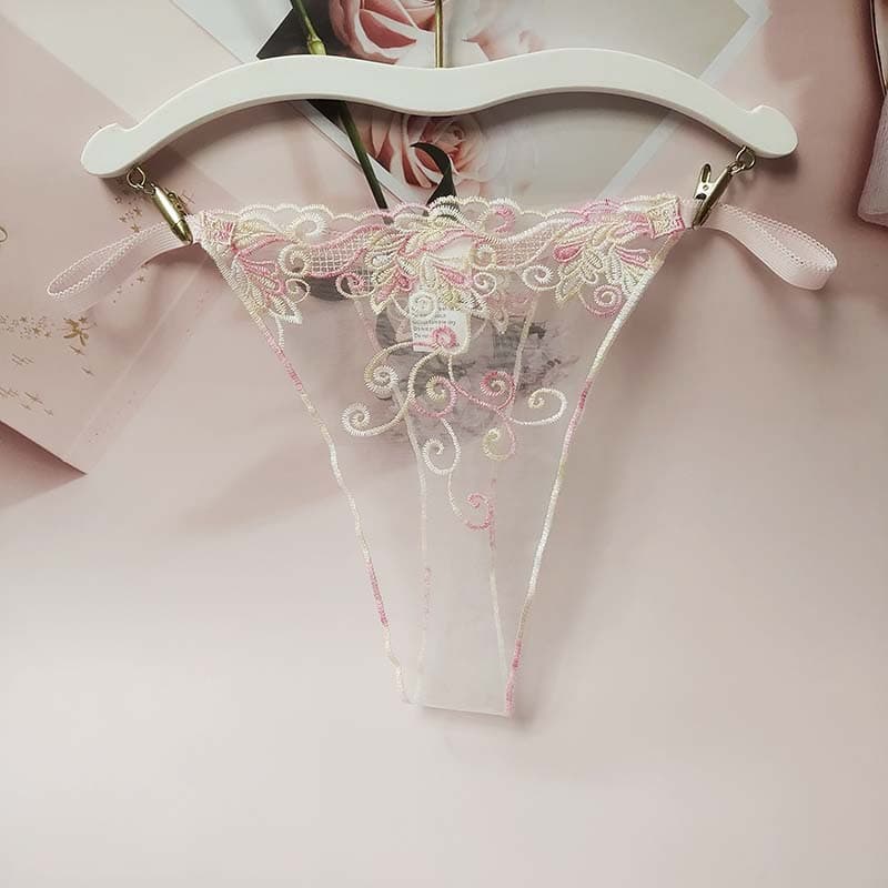 Elegant Sweet Embroidered Lace Briefs Breathable Lightweight Fairy Tale Underwear Comfortable Modern Retro Style