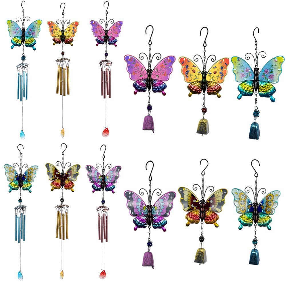 Cross-border new product butterfly wind chime hanging ornaments creative metal craft pendants glass craft pendants garden decoration