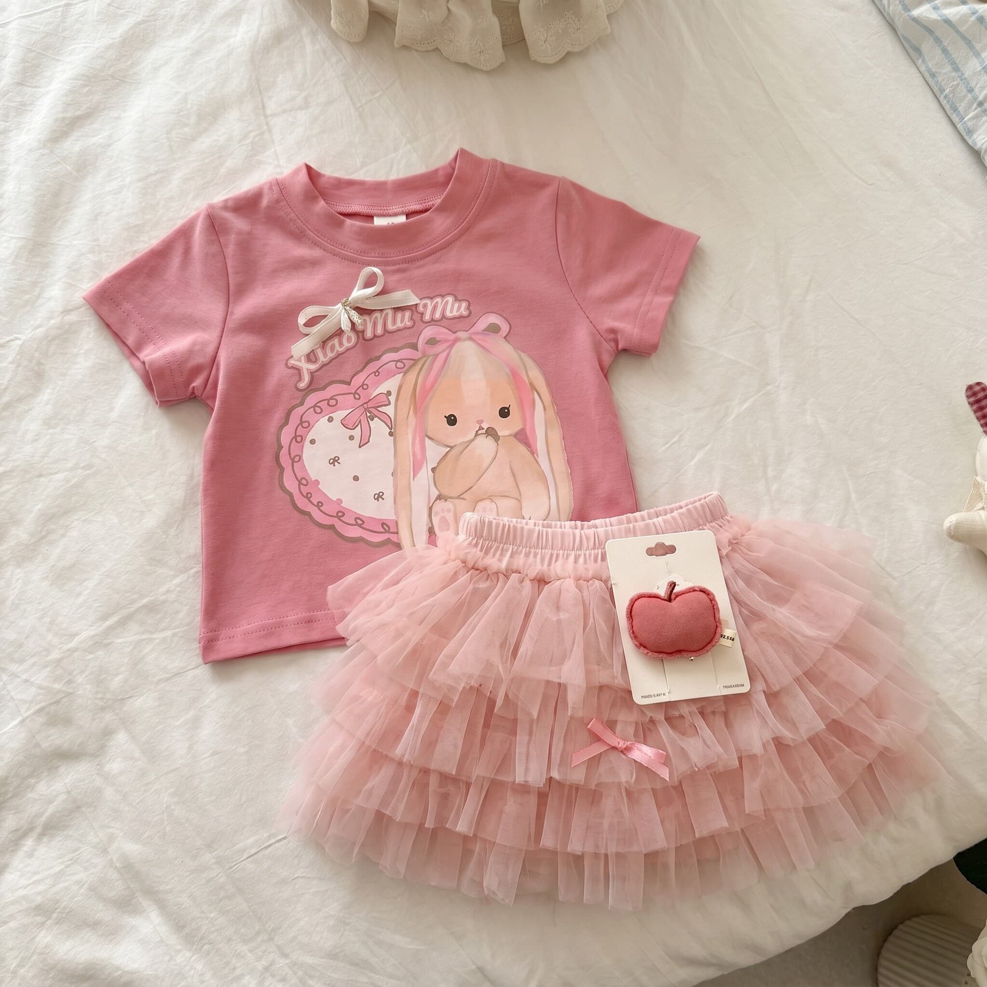Girls little princess western style summer suit 2026 new children's baby pink short-sleeved half-length culottes two-piece set