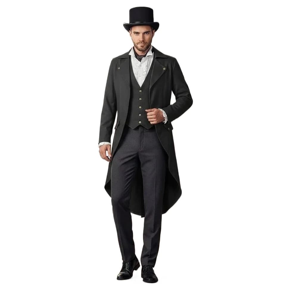 Medieval Renaissance Steampunk Coat Tailcoat Tuxedo Vampire Aristocrat Fancy Men's Halloween