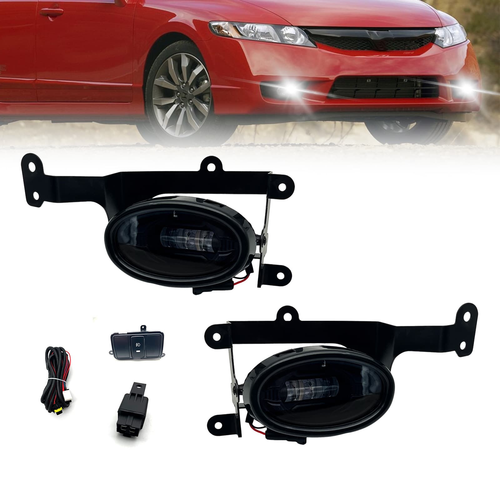 Custom New LED Fog Lights for Honda Civic 2006-2008 HONDA CIVIC 2DR