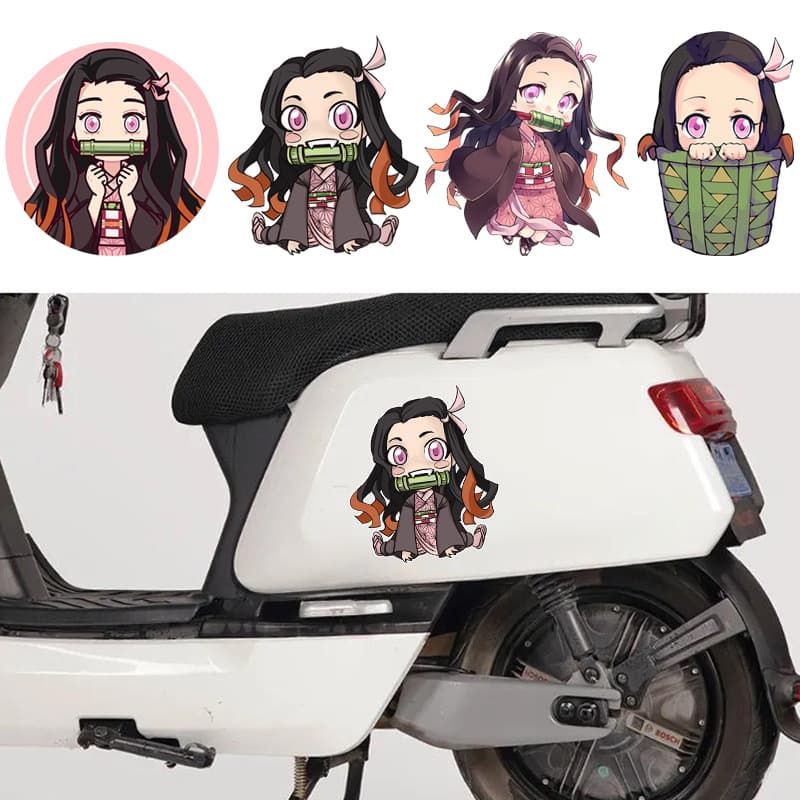 Car stickers Demon Slayer: Kimetsu no Yaiba Kamado Nezuko scratched electric car motorcycle decorative stickers personalized creative car stickers