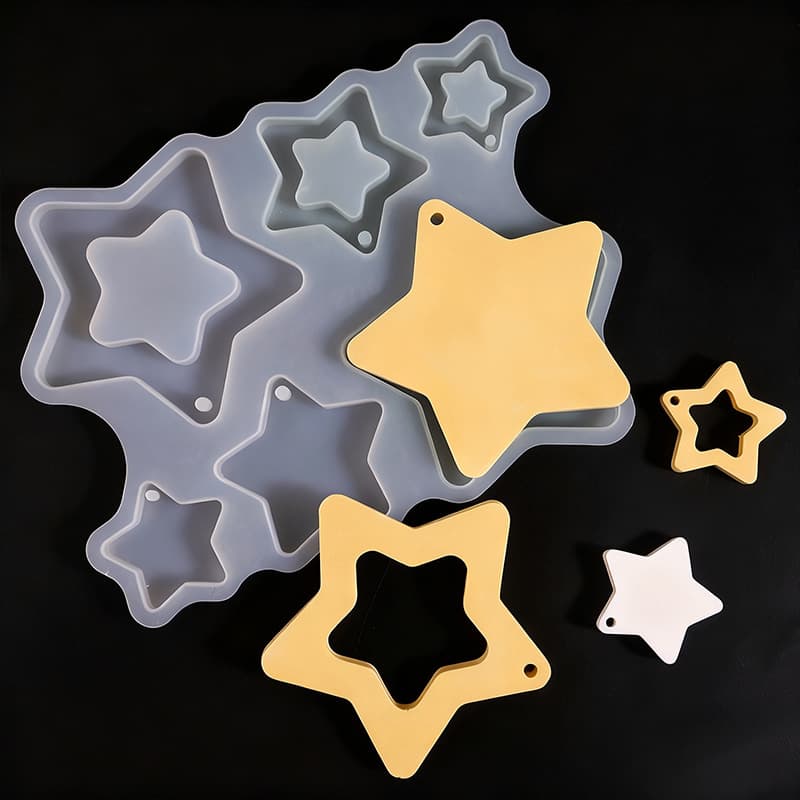 Christmas Five-Point Star Pendant Mold Christmas Tree Star Hanging Decoration Christmas Epoxy Resin Tag Plaster Silicone Mold