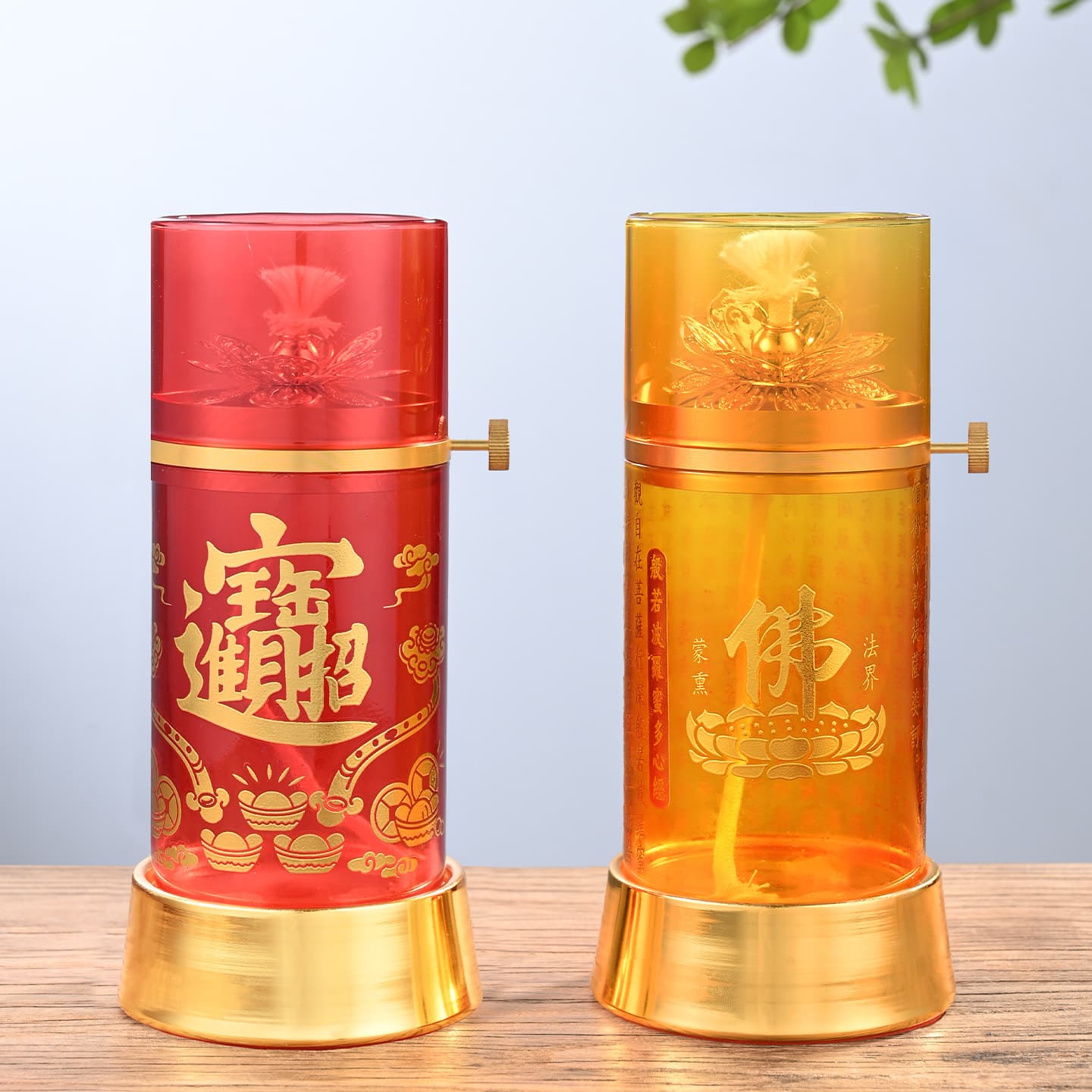 Heart Sutra Butter Lamp Windproof Glass Oil Lamp Adjustable 3-Day/5-Day/7-Day Buddhist Offering Lamp Wholesale