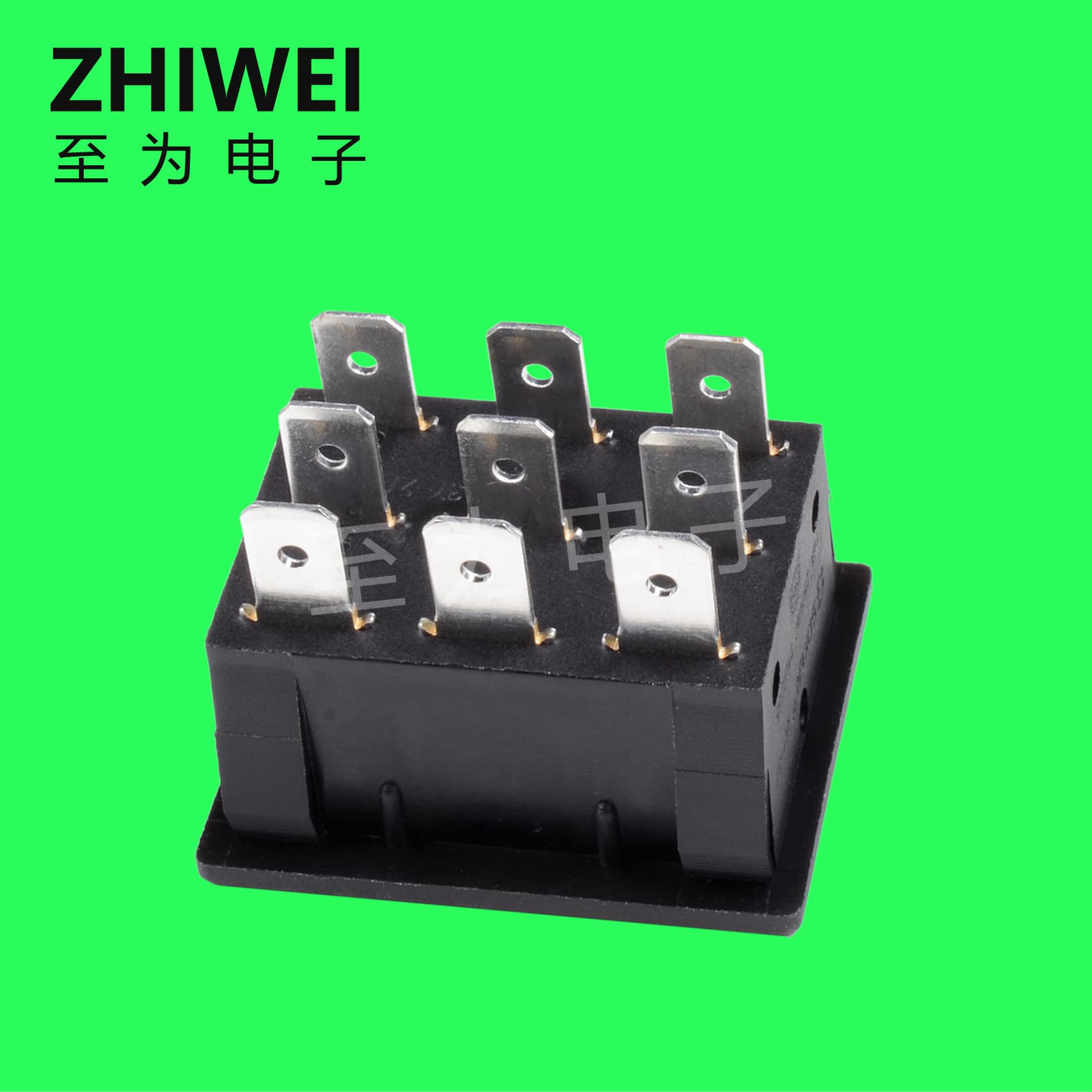 Three-Position Rocker Power Switch with Light, Multi-Function 9-Pin 2-Position Copper Terminal Toggle Switch