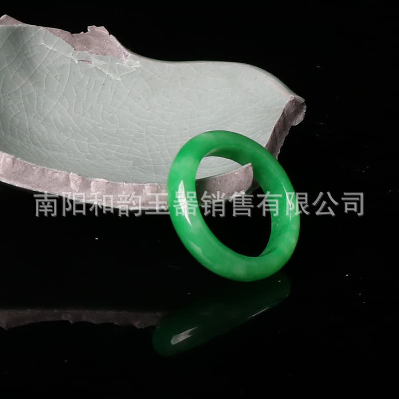 239 Jade Ring Wholesale Vintage Dry Green Couple Ring Small Size Natural Jade Ring Band
