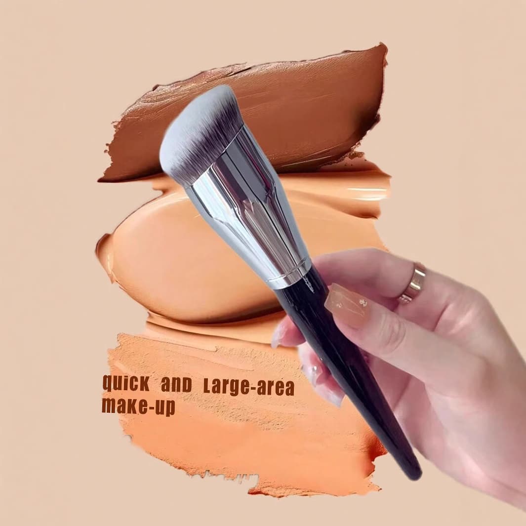Single Slant Round Head Foundation Brush Portable Seamless Non-Absorbing Iron Contour Brush Highlighter Professional Makeup Brush