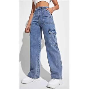 Workwear Cargo Jeans Women 2025 Spring Autumn New Amazon AliExpress Hot Selling Multi-Pocket Straight Long Pants