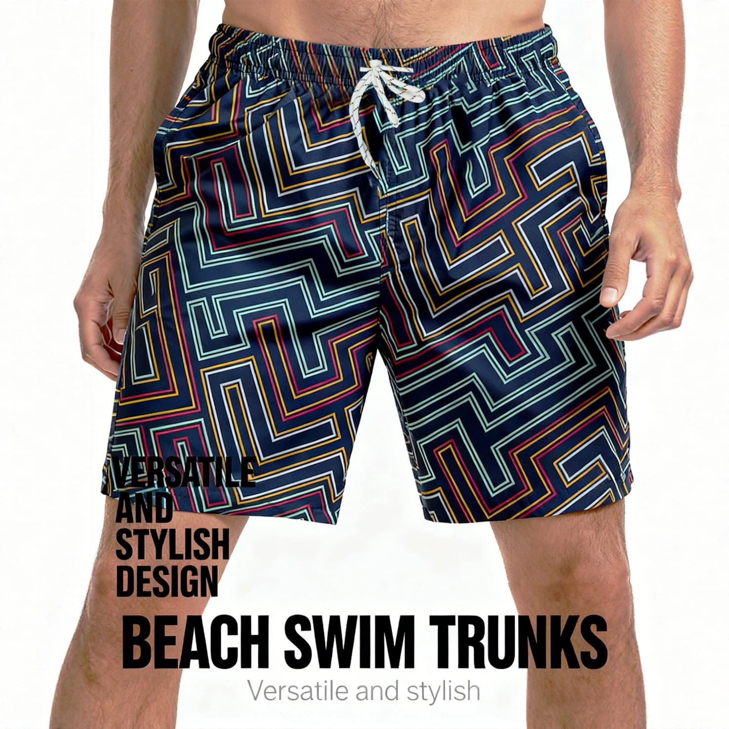 Heat Transfer Printed Beach Pants Beach Pants for Men Quick-Drying Beach Pants Men's Breathable Five-Fifth Pants Mid-Level Loose Pants